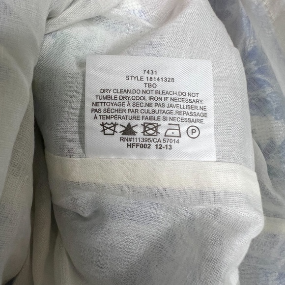 Tory Burch Skirt Kyra Linen and Silk Blend Skirt Blue Floral - Picture 4 of 8